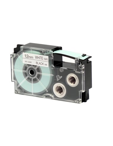 NASTRO CASIO 12MM X 8MT NERO SU BIANCO XR-12WE1-W-DJ CASIO ETICHETTE-NASTRI-TAMPONI PER ETICHETTATRICI E PREZZATRICI