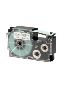 NASTRO CASIO 12MM X 8MT NERO SU TRASPARENTE XR-12X1-W-DJ