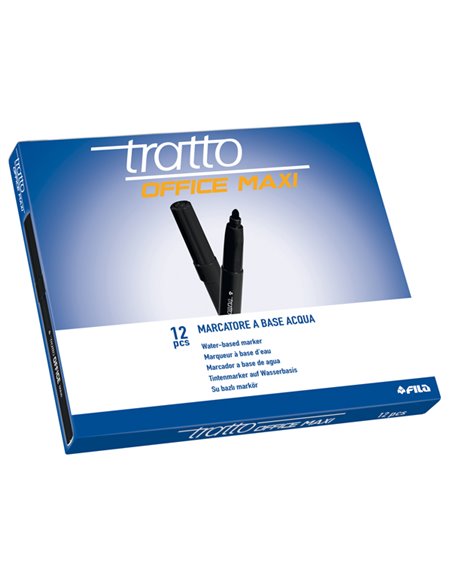 SCATOLA 12 PENNARELLI TRATTO OFFICE MAXI NERO 731603 TRATTO PUNTA FELTRO