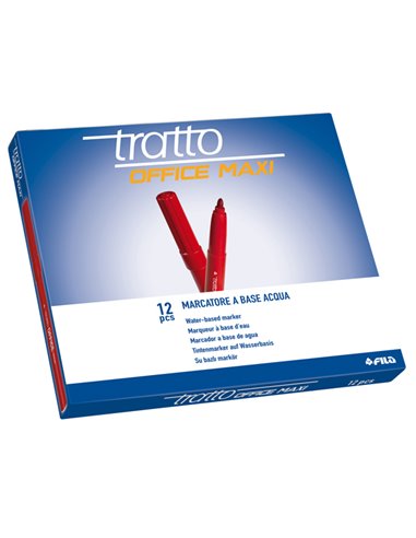 SCATOLA 12 PENNARELLI TRATTO OFFICE MAXI ROSSO 731602 TRATTO PUNTA FELTRO