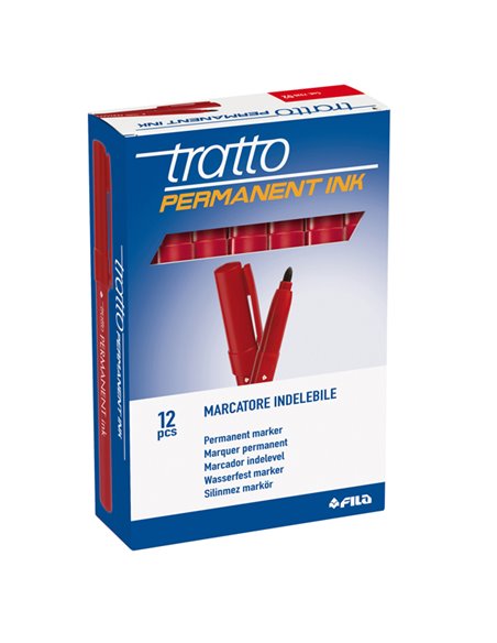 SCATOLA 12 MARCATORI TRATTO PERMANENT INK ROSSO 732502 TRATTO PERMANENTI
