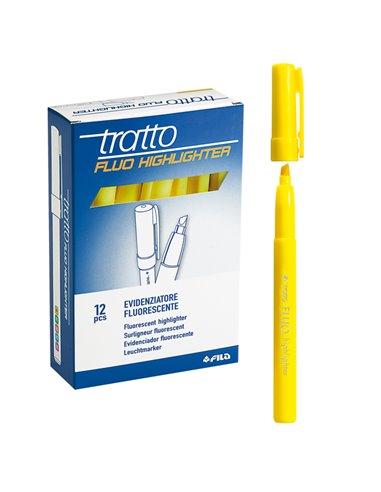 SCATOLA 12 EVIDENZIATORI HIGHLIGHTER GIALLO TRATTO FLUO 733001 TRATTO COLORE LIQUIDO