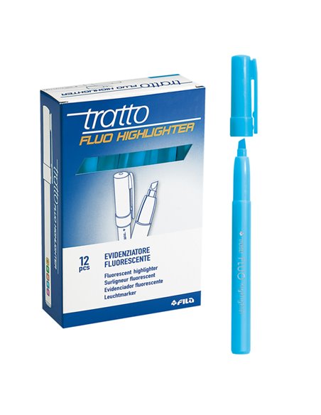 SCATOLA 12 EVIDENZIATORI HIGHLIGHTER AZZURRO TRATTO FLUO 733005 TRATTO COLORE LIQUIDO