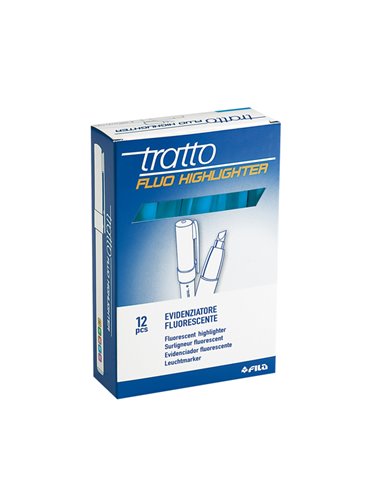 SCATOLA 12 EVIDENZIATORI HIGHLIGHTER AZZURRO TRATTO FLUO 733005 TRATTO COLORE LIQUIDO