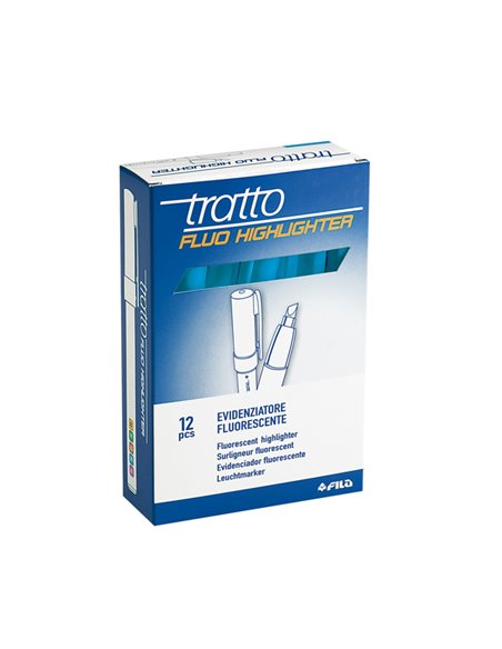 SCATOLA 12 EVIDENZIATORI HIGHLIGHTER AZZURRO TRATTO FLUO 733005 TRATTO COLORE LIQUIDO