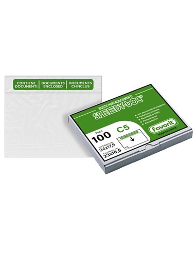 100 BUSTE ADESIVE SPEEDY DOC C5 230X165mm FAVORIT 100500098