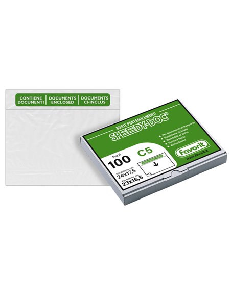 100 BUSTE ADESIVE SPEEDY DOC C5 230X165mm FAVORIT 100500098