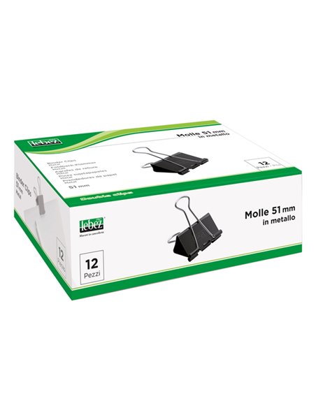 SCATOLA 12 DOUBLE CLIPS 51MM ART.510/0 510/0 LEBEZ FERMAGLI-FERMACAMPIONI-MOLLE