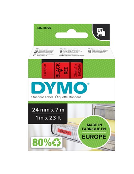 NASTRO DYMO TIPO D1 (24MMX7MT) NERO/ROSSO 537170 S0720970 DYMO ETICHETTE-NASTRI-TAMPONI PER ETICHETTATRICI E PREZZATRICI