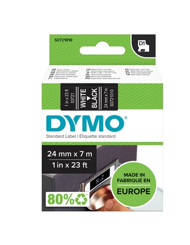 NASTRO DYMO TIPO D1 (24MMX7MT) BIANCO/NERO 537210 S0721010 DYMO ETICHETTE-NASTRI-TAMPONI PER ETICHETTATRICI E PREZZATRICI