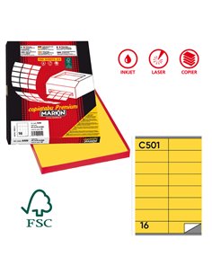 Etichetta adesiva C/501 giallo 100fg A4 105x36mm (16et/fg) Markin X210C501GI MARKIN ETICHETTE CARTA COPY-LASER-INKJET
