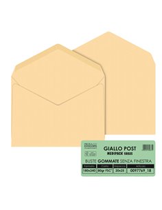 25 buste GIALLO POSTALE gommata carta riciclata FSC® 180x240mm 80gr Pigna Envelo 009776918 Pigna Envelopes BUSTE COMMERCIALI