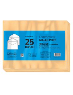 25 buste GIALLO POSTALE gommata carta riciclata FSC® 180x240mm 80gr Pigna Envelo 009776918 Pigna Envelopes BUSTE COMMERCIALI 2