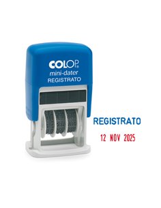 Timbro mini S160/L3 DATARIO + REGISTRATO 4mm autoinchiostrante COLOP S160/L3 COLOP DATARI-NUMERATORI-POLINOMI