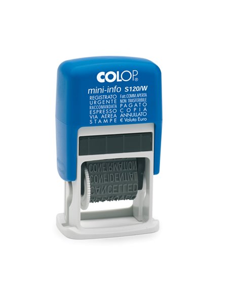 Timbro mini polinomio S120/W 12diciture 4mm autoinchiostrante COLOP S120/W-BLS COLOP DATARI-NUMERATORI-POLINOMI