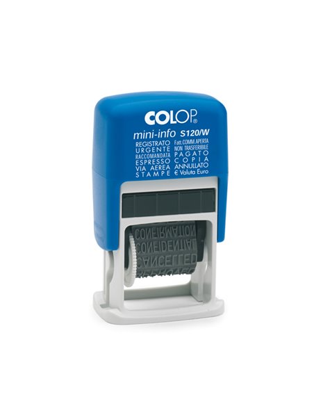 Timbro mini polinomio S120/W 12diciture 4mm autoinchiostrante COLOP S120/W-BLS COLOP DATARI-NUMERATORI-POLINOMI