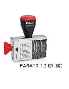 Timbro DATARIO + POLINOMIO 04000WD 12 diciture 4mm COLOP 04000WD.BLS COLOP DATARI-NUMERATORI-POLINOMI
