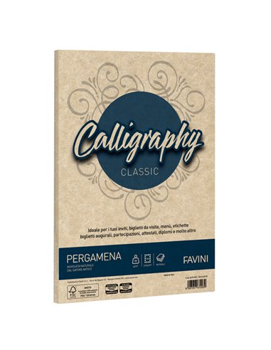 Carta CALLIGRAPHY PERGAMENA 90gr A4 50fg nocciola 04 FAVINI A69N204