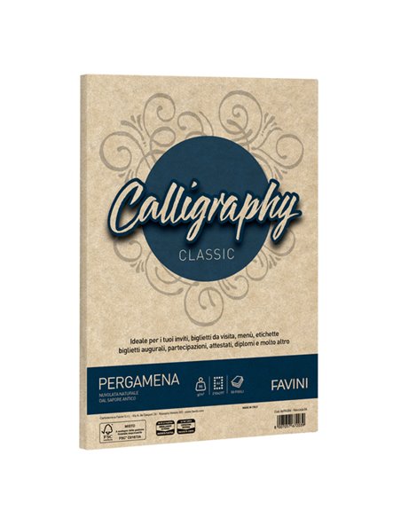 Carta CALLIGRAPHY PERGAMENA 90gr A4 50fg nocciola 04 FAVINI A69N204