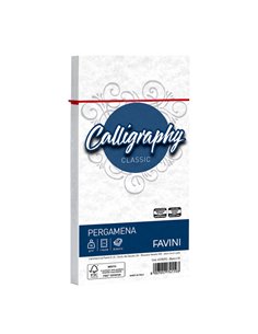 25 buste CALLIGRAPHY PERGAMENA 110x220mm 90gr bianco FAVINI A570293 FAVINI CARTE EVENTI-INVITI