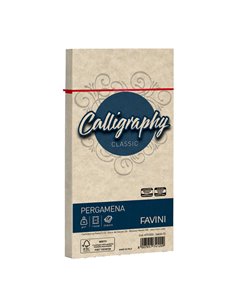 25 buste CALLIGRAPHY PERGAMENA 110x220mm 90gr sabbia FAVINI A57U203 FAVINI CARTE EVENTI-INVITI