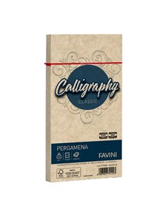 25 buste CALLIGRAPHY PERGAMENA 110x220mm 90gr nocciola FAVINI A57N203 FAVINI CARTE EVENTI-INVITI