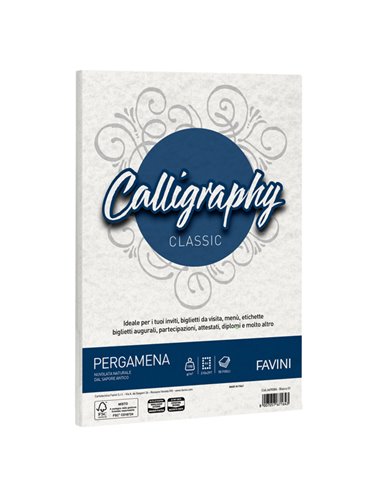 Carta CALLIGRAPHY PERGAMENA 190gr A4 50fg bianco 01 FAVINI A690084 FAVINI CARTE EVENTI-INVITI