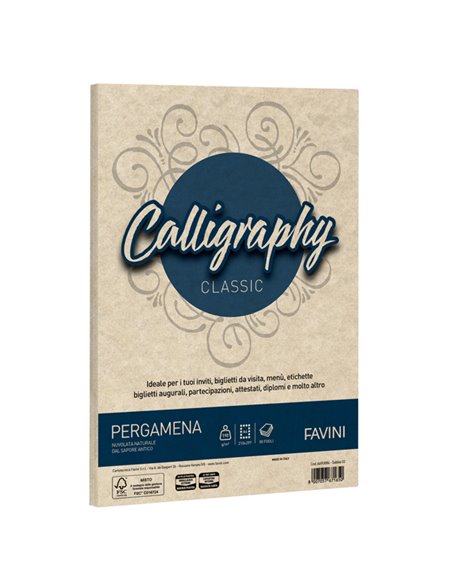 Carta CALLIGRAPHY PERGAMENA 190gr A4 50fg sabbia 02 FAVINI A69U084