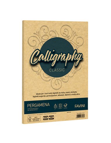 Carta CALLIGRAPHY PERGAMENA 190gr A4 50fg oro 03 FAVINI A69W084 FAVINI CARTE EVENTI-INVITI