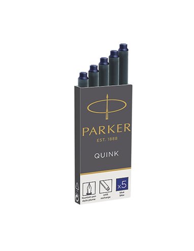 SCATOLA 5 CARTUCCE PARKER QUINK BLU PERMANENTE 1950384 PARKER INCHIOSTRO-CARTUCCE-CANCELLATORI