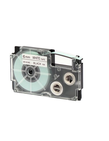 NASTRO CASIO 6MM X 8MT NERO SU BIANCO XR-6WE1-W-DJ