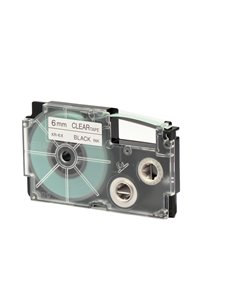 NASTRO CASIO 6MM X 8MT NERO SU TRASPARENTE XR-6X1-W-DJ