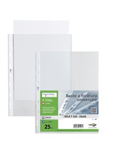 25 buste forate ATLA T 150 23x33cm liscio SEI ROTA 662317 SEI ROTA BUSTE A PERFORAZIONE UNIVERSALE