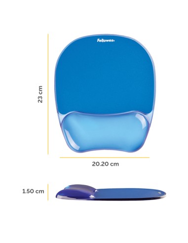 Mousepad CON POGGIAPOLSI IN GEL TRASPARENTE BLU 9114120 FELLOWES MOUSEPAD E POGGIAPOLSI