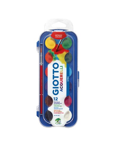 COLORI ACQUERELLO IN 12 COLORI pastiglie da Ø30mm GIOTTO 351200