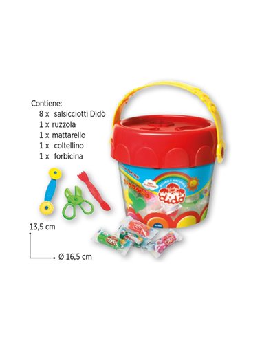 SECCHIELLO DIDO' MEDIO 8 salsicciotti + attrezzi 397700 DIDO PASTE MODELLABILI