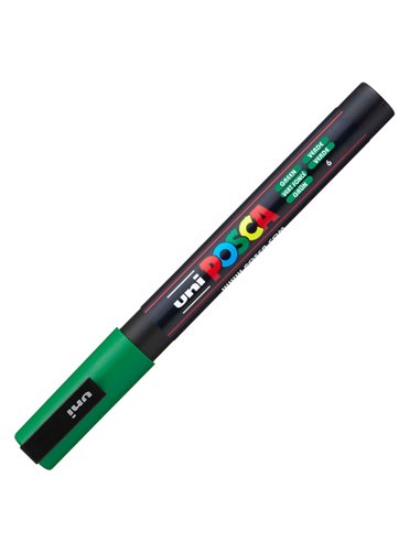 Marcatore UNI POSCA PC3M p.fine 0,9-1,3mm verde UNI MITSUBISHI M PC3M V UNI MITSUBISHI A BASE D'ACQUA