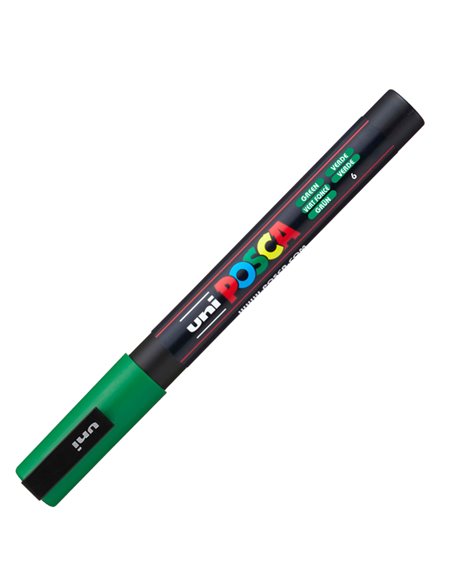 Marcatore UNI POSCA PC3M p.fine 0,9-1,3mm verde UNI MITSUBISHI M PC3M V UNI MITSUBISHI A BASE D'ACQUA