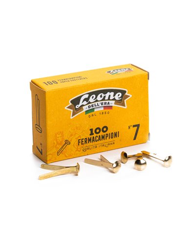 SCATOLA 100 FERMACAMPIONI N.7 31MM OTTONATI FC7 LEONE DELL'ERA FERMAGLI-FERMACAMPIONI-MOLLE