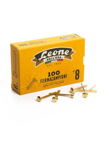 SCATOLA 100 FERMACAMPIONI N.8 38MM OTTONATI FC8 LEONE DELL'ERA FERMAGLI-FERMACAMPIONI-MOLLE