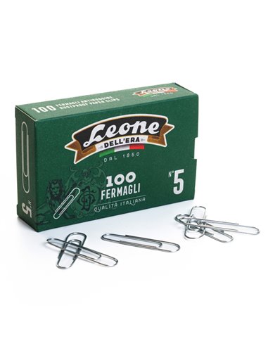 SCATOLA 100 FERMAGLI N.5 MM49 ZINCATI ANTIRUGGINE LEONE FZ5 LEONE DELL'ERA FERMAGLI-FERMACAMPIONI-MOLLE