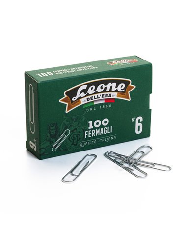 SCATOLA 100 FERMAGLI N.6 MM58 ZINCATI ANTIRUGGINE LEONE FZ6