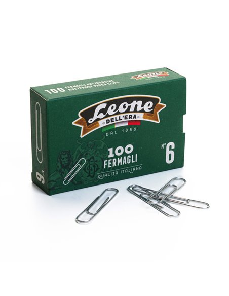 SCATOLA 100 FERMAGLI N.6 MM58 ZINCATI ANTIRUGGINE LEONE FZ6
