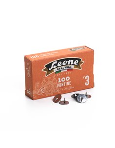 SCATOLA 100 PUNTINE N.3 ACCIAIO LUCIDO LEONE PL3 LEONE DELL'ERA PUNTINE-CHIODINI