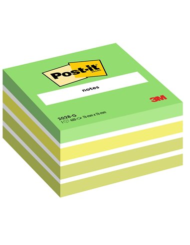 BLOCCO CUBO 450foglietti Post-it® 76x76mm 2028-G PASTELLO VERDE 7100200375