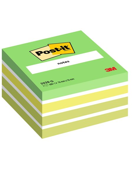 BLOCCO CUBO 450foglietti Post-it® 76x76mm 2028-G PASTELLO VERDE 7100200375