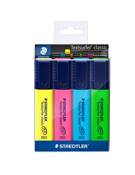 BUSTA 4 EVIDENZIATORI TEXTSURFER CLASSIC 364 STAEDTLER 364-WP4