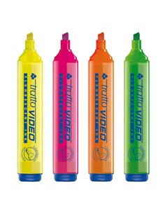 BUSTA 4 EVIDENZIATORI TRATTO VIDEO 83080000 TRATTO COLORE LIQUIDO 2