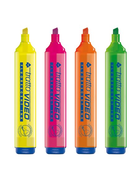 BUSTA 4 EVIDENZIATORI TRATTO VIDEO 83080000 TRATTO COLORE LIQUIDO