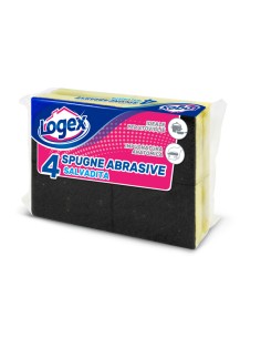 BLISTER 4 SPUGNABELLA LOGEX CON IMPUGNATURA A4LX-0782 LOGEX PROFESSIONAL PANNI e SPUGNE